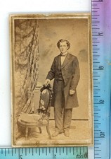 Mr Sanders Man with Curly Hair & Chair CDV Carte De Visite