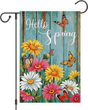 Hello Spring Garden Flag Spring Summer Daisy Garden Flags 12 X 18 Inch Burlap Do