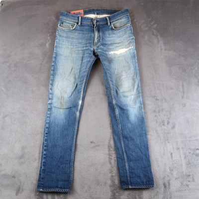 Acne Studios Jeans Mens 31x32 Slim Skinny Blue Denim Designer DIstressed