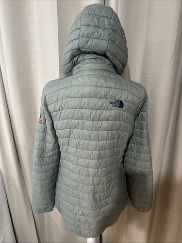 THE NORTH FACE WOMEN Slim QUILT HOODED GREEN COAT SIZE MEDIUM - Picture 2 of 11
