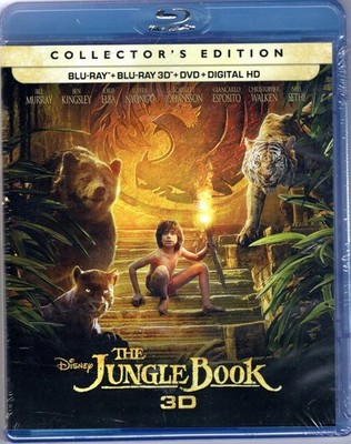 The JUNGLE BOOK Blu-Ray 3D + DVD + Digital HD with Lenticular Slip Cover