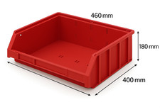 Plastic Parts Storage Bins - Heavy Duty Bin Stacking Component Boxes XL Red