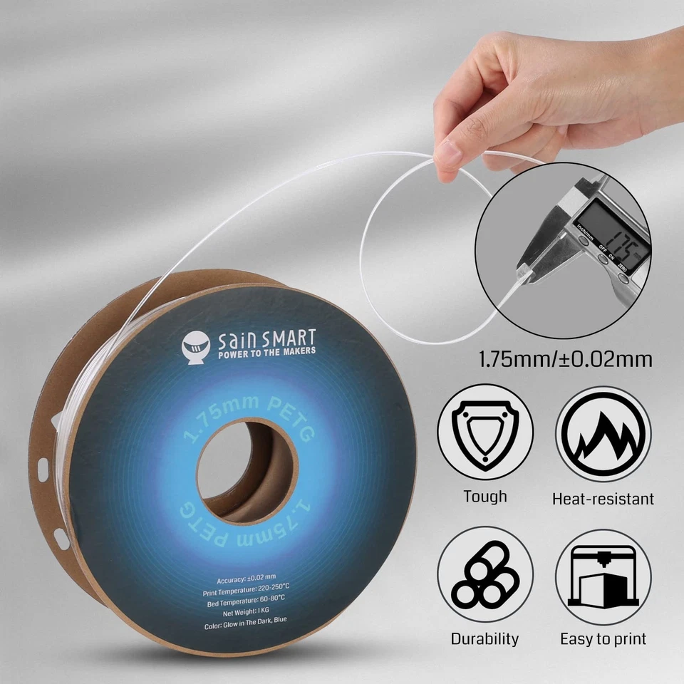 Grow in The Dark Blue PETG Filament, 1.75mm PRO-3 PETG 3D Printer Filament, G... - Image 2 of 4