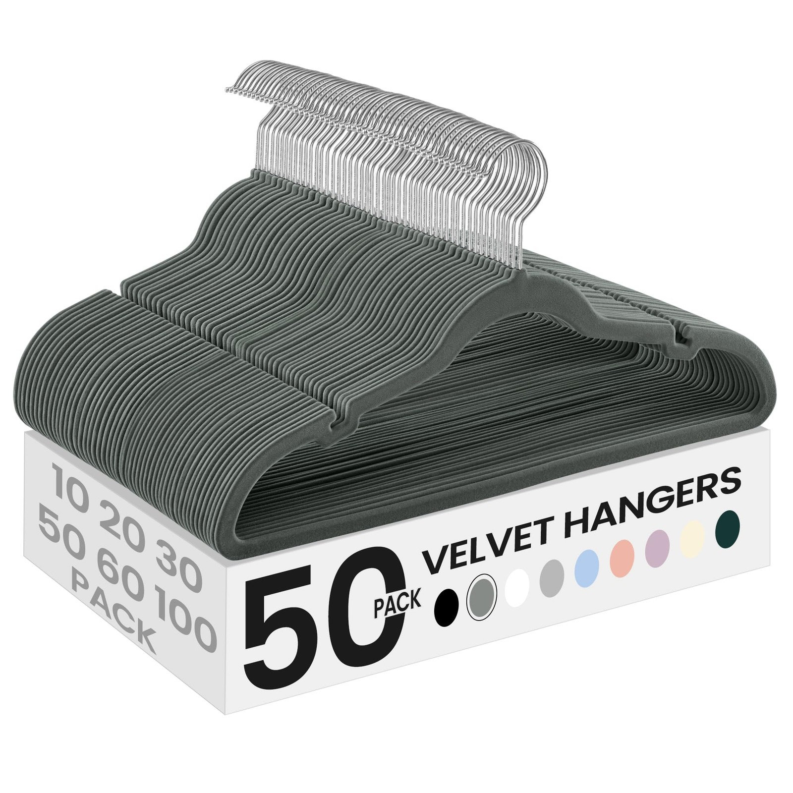 Velvet Hangers Set Bulk 50 Pack Gray Non-Slip clothing storage bin-image