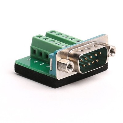DB9 Breakout Board, RS232 Serial Male to Terminal Block, 10P Adapter, Small