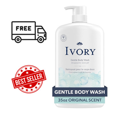 Ivory Body Wash Original Scent 35 oz, Family Size Gentle Formula, Clean Rinse