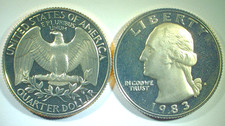 WORLD COIN SALE-1983 S UNITED STATES WASHINGTON SOUVENIR DCAM AU QUARTER KM#164a
