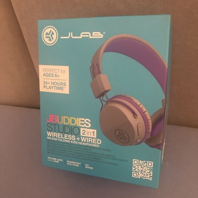 JLab JBuddies Studio 2in1 Bluetooth/3,5mm faltbar Kinder On-Ear grau/lila