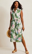 Tommy Bahama Radiant Bay Linen Shirt Dress Women s Large Tropical Floral NWT