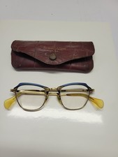 American Optical Browline Eyeglasses Vintage Gold w/Blue Gray - 12K Gold Filled