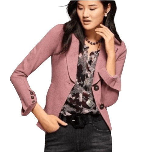 CABI WEAVER RUFFLED TWO PIECE TWEED FLOWER PRINT BLOUSE TOP S