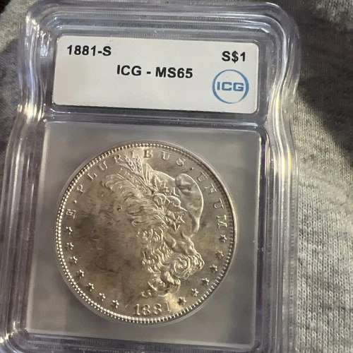 1881 S Morgan Silver Dollar BU, Photo Grade MS 65 ICG, Nice Luster,