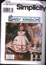 7304 Vintage Simplicity Sewing Pattern Girls 1990s Daisy Kingdom Dress 17 Doll