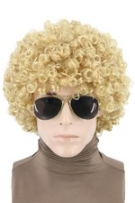70s 80s Afro Wigs for Men and Women Blonde Short Curly Rock Wigs Halloween Di...