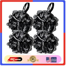4 Pack Bath Loofah Sponge 60g Body Scrubber Exfoliating Shower Puff Black