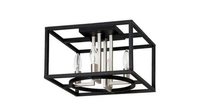 EGLO 204605A Mundazo 4-Light Modern Semi Flush Ceiling Light 13  Blck/Nickel NEW