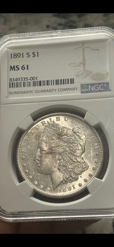 1891-S Morgan Dollar NGC Tough Date MS61 S$1 San Francisco Mint Silver Dollar