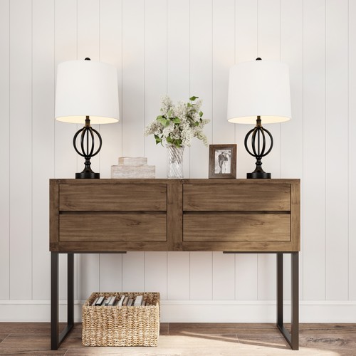 Table Lamps- Set of 2 Openwork Iron Orb Lights, Bulbs and Shades Included - Picture 4 of 6