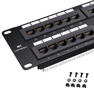 Cable Matters 180012-CAT6 Rackmount or Wallmount 48-port Cat6 Rj45 Patch Panel