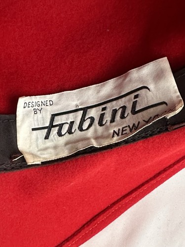 Vintage Fabini New York Ladies Hat Red with Feather Lace - Picture 6 of 6