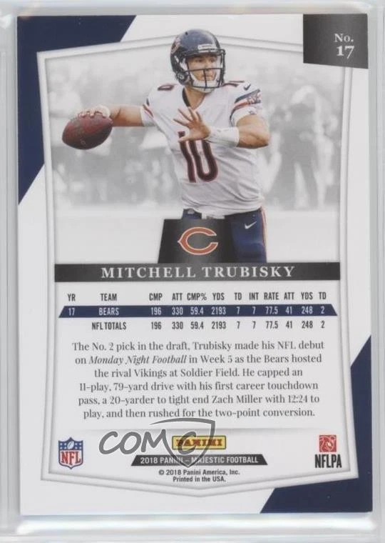 2018 Panini Majestic Holo Silver /25 Mitchell Trubisky #17 - Image 2 of 2