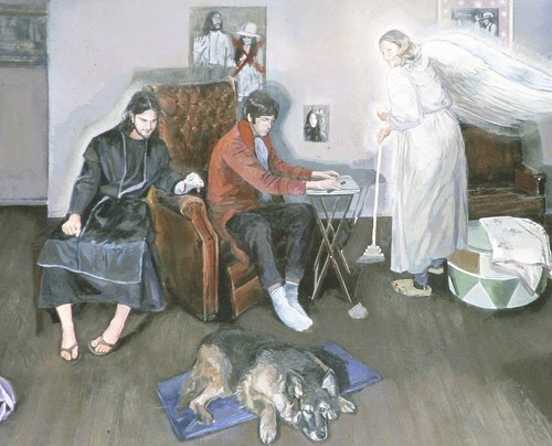JESUS ART, "Jesus Tries to Cheer up Paul McCartney -Using a Lambchop Puppet" - Picture 4 of 6