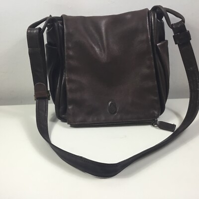 Peruzzi  Leather Purse Florence Italy Dark Brown Shoulder Strap Zipper Pockets