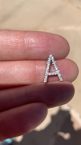 14k Solid White Gold Natural Diamond Capital A Letter Pendant Pave - Video 1 of 1