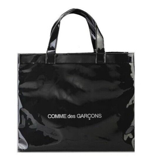 NEW CDG COMME des GARCON Japan Glossy Black PVC Large Shopping