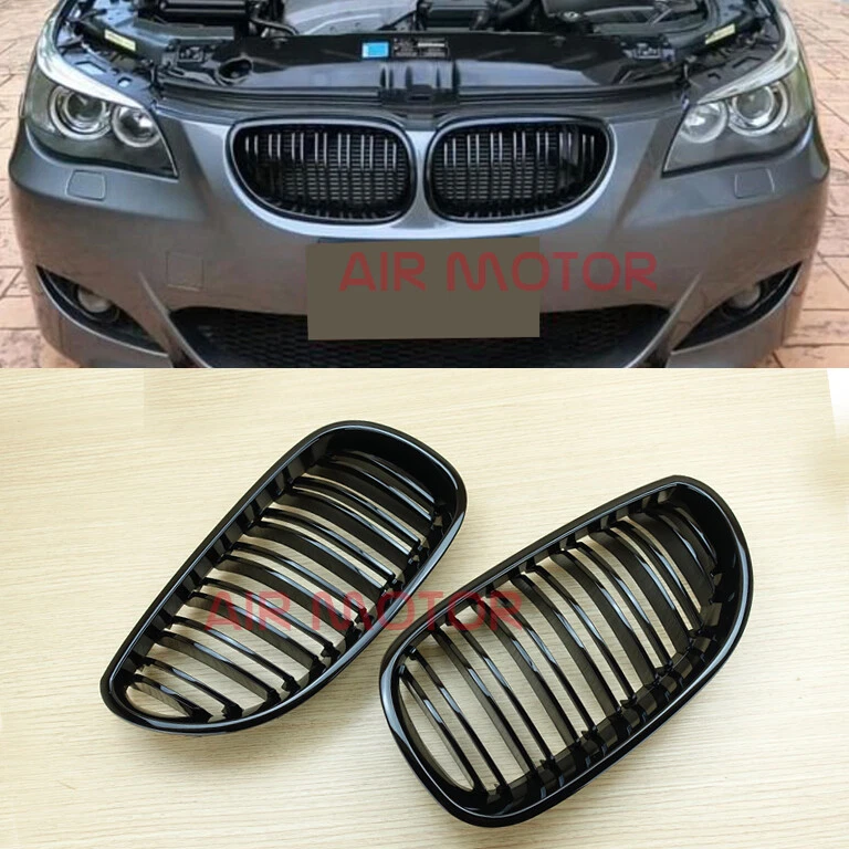 M STYLE HIGH SHINY BLACK BMW E60/E61 5-Series 4Dr FRONT GRILLS GRILLE KIDNEY - Image 1 of 4