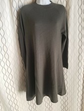 LOFT Women's Gray/Green Flare Sweater Dress Size M