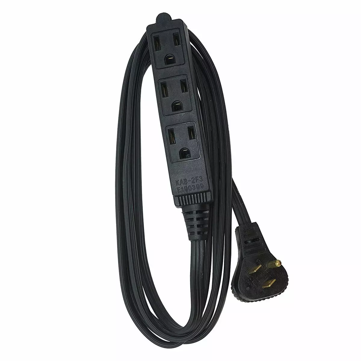 SlimLine 2243 Angled Flat Plug Extension Cord 3 Grounded Outlets 8 Foot