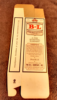 #ad Old B L Preparation Intestinal Eliminant Medicine Box WW11 Era 13 1 2quot; Tall 1943 $10.95