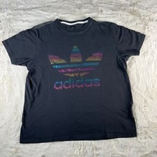 Adidas Womens Large Short Sleeve T-Shirt Black Colorful Logo 2006