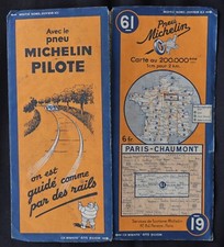 Carte MICHELIN 61 PARIS CHAUMONT 1939 Guide Bibendum pneu tyre map