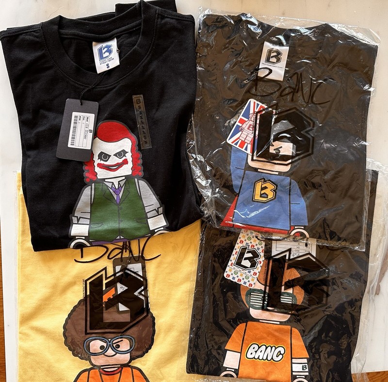 Lot of 4 Banc Tee Funny Look Street Wear Block And Character