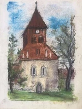 ::FRANZ EHMKE *1928-2018 GDR PAINTER ° CHURCH BRANDENBURG VILLAGE WHO KNOWS THE PLACE?