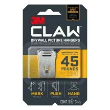 3M Claw Drywall Picture Hanger with Temporary Spot Marker, holds 45lbs,3 Hangers