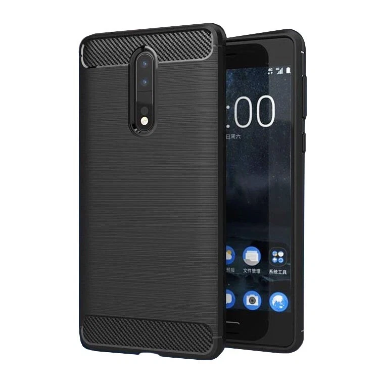 For Nokia 8 Shockproof Fiber Brushed Rubber case back cover - Image 2 of 4