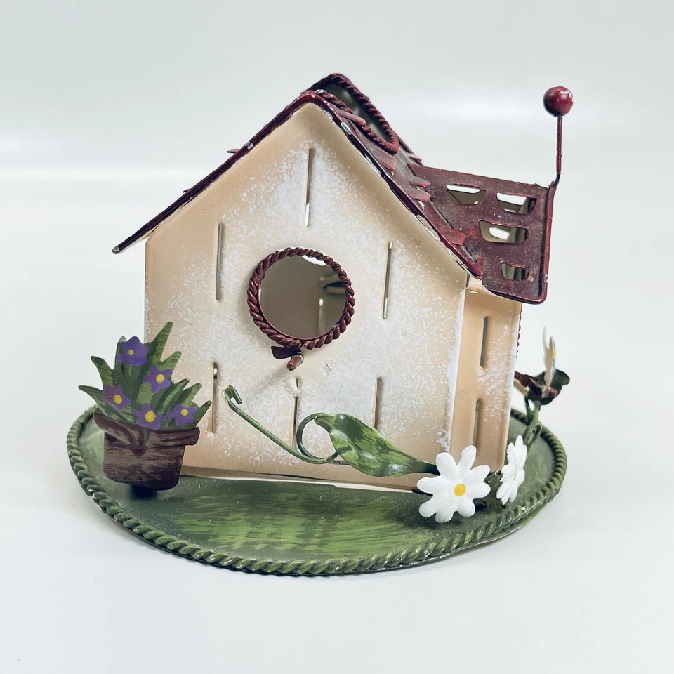 Cottage Bird House Candle Topper and Mini Wood Birdhouse Ornament Lot 2 - Image 3 of 4