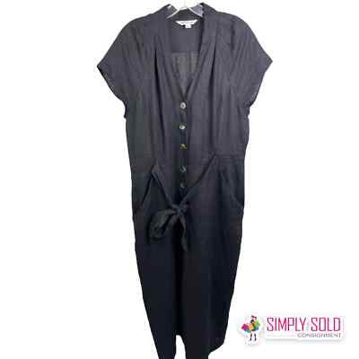 Whistles Anita Frill Sleeve Womens Jumpsuit Button Front VNeck Short Sleeve  12