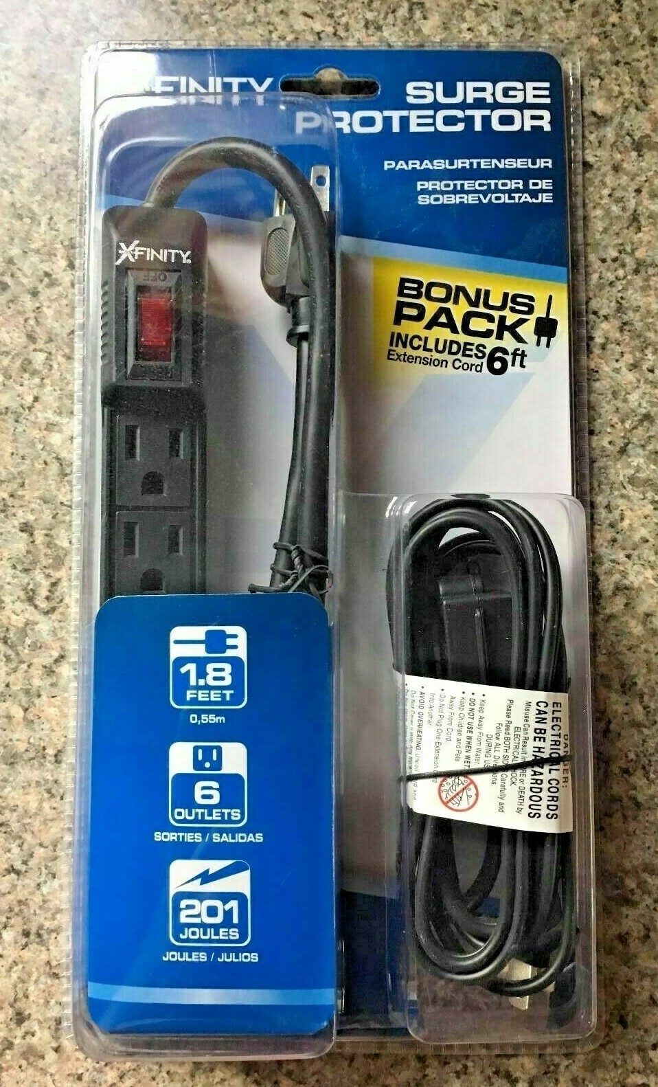 Ultra Xfinity Surge Protector and Extension Cord Kit 6 Outlets 201