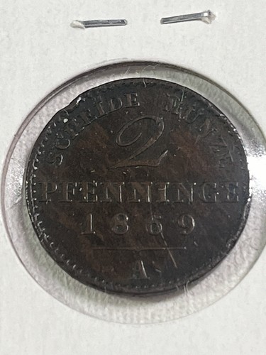 1869-A German States Prussia 2 Pfennig Rim Damage - Picture 3 of 4