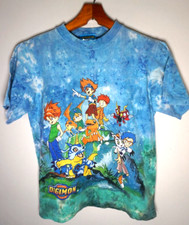 Vintage Digimon Anime Cartoon AOP All Over Print T Shirt 90s 1998 Tie Dye Small