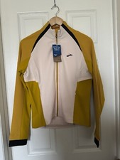 Brooks Women s Medium Hybrid Fusion Full Zip Running Jacket Beige/Gold NEW