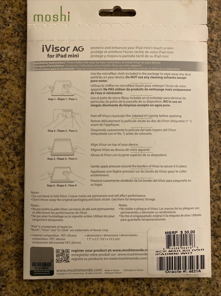 MOSHI I VISOR AG FOR IPAD MINI 3 White/blanc ipad mini 1&2 compitible - Image 2 of 2