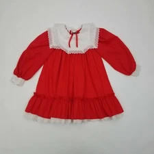80's Little Girls Red Circle Dress by Mini World Inc. Size 6 Party Dress
