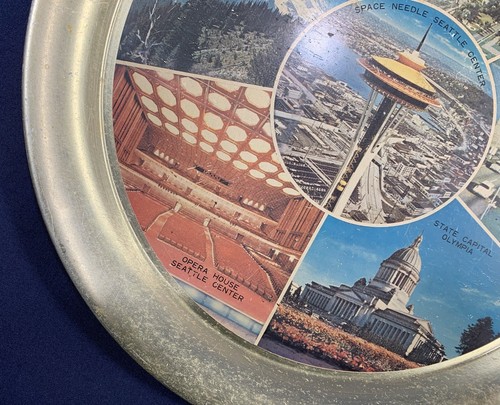 Vintage Washington State Souvenir Metal Tray Platter Illustrated MCM Preowned - Picture 6 of 8