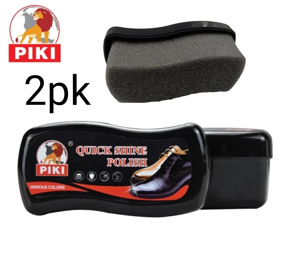 2pk Instant Shoe Shine Sponge Express Shoe Polish Shine Black PiKi Brand