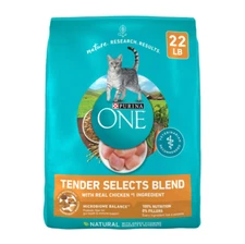 Purina ONE Tender Selects Blend with Real Chicken Formula Dry Cat Food, 22 lb